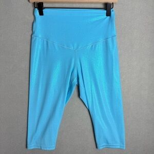Offline By Aerie Real Me Crop High Rise Yoga Pants Blue Shine size L